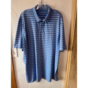 Vineyard Vines Performance Polo Shirt Mens XXL Blue White Striped Golf Short Slv